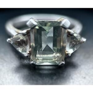 Genuine Handcrafted 5 ct Green Amethyst Ring | Solid Sterling Silver